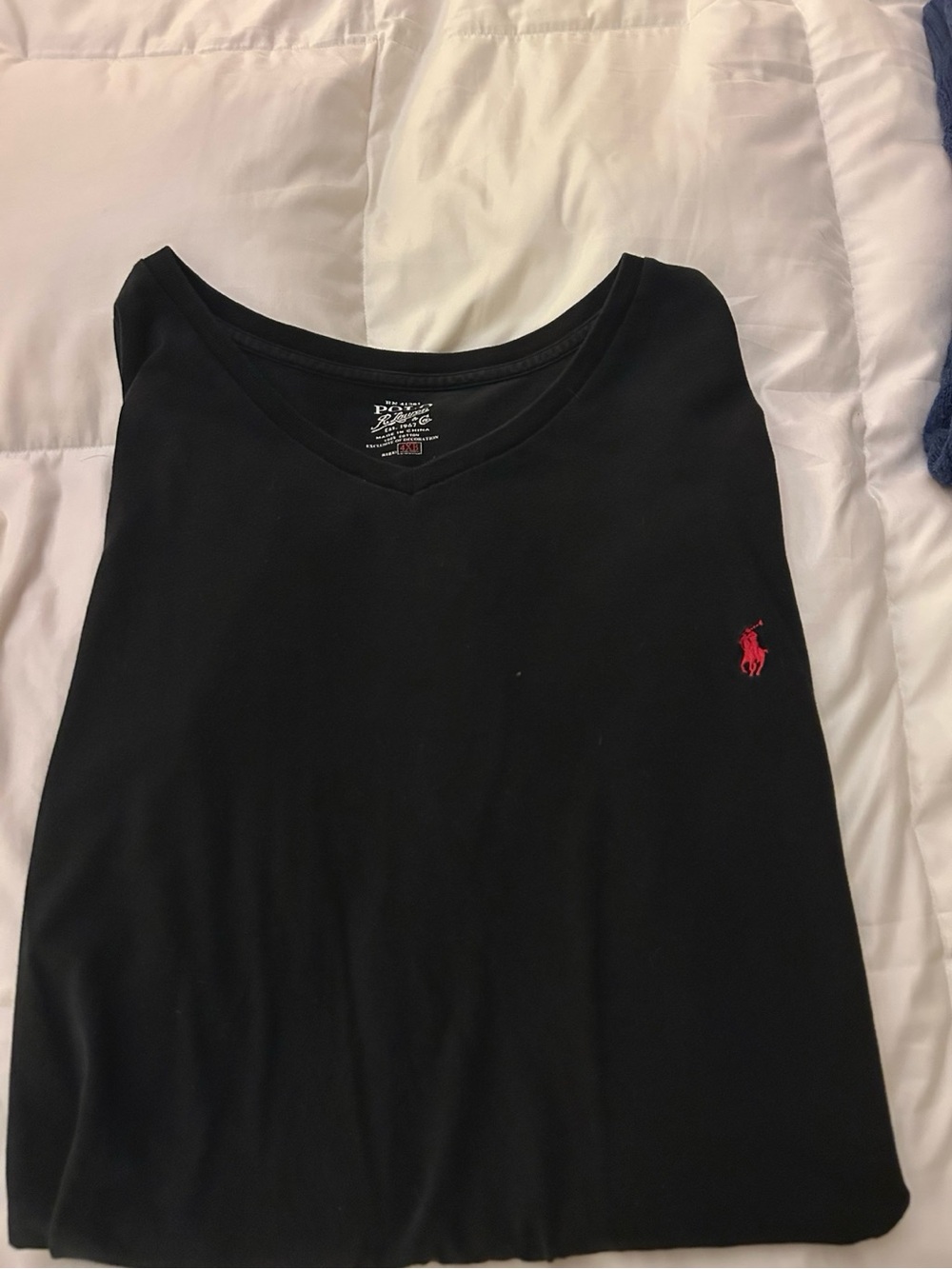 Polo by Ralph Lauren Black V-Neck Tee with Red Pony
